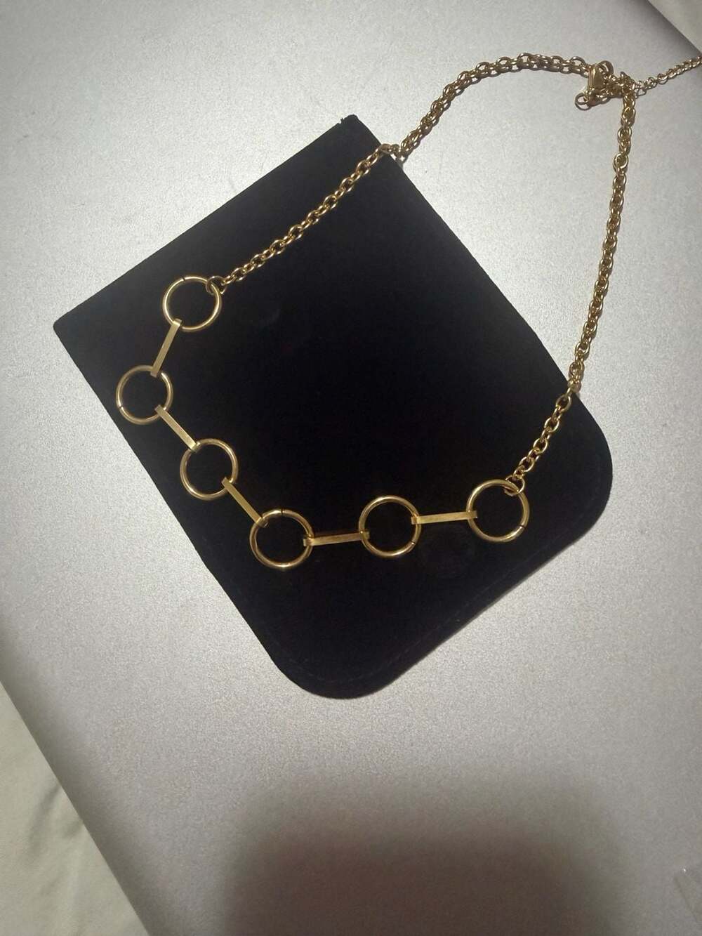 Plunder Gold Tone Geometric Circle Link Statement Necklace